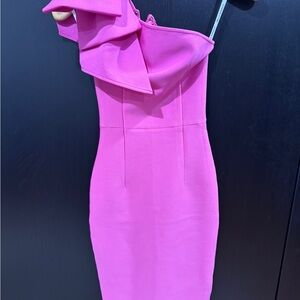 Asymmetrical One-Shoulder Fuchsia Ruffle Dress